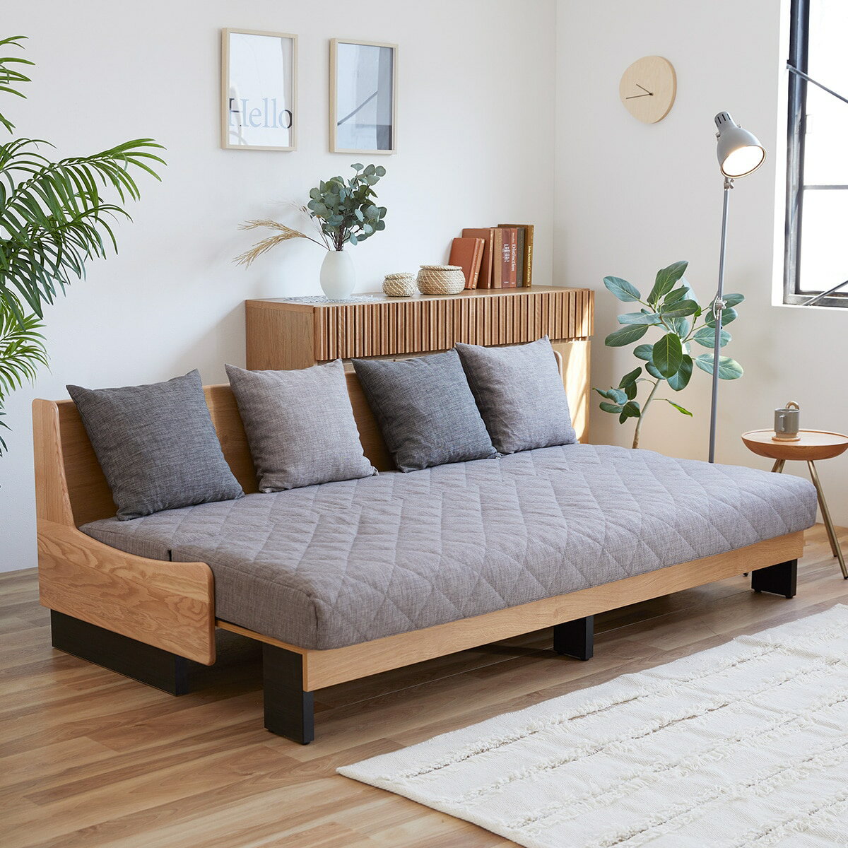 ごろ寝ソファ（幅199cm）らくらくカバー（ブルー）付き　 【配送員設置商品】 【5年保証】