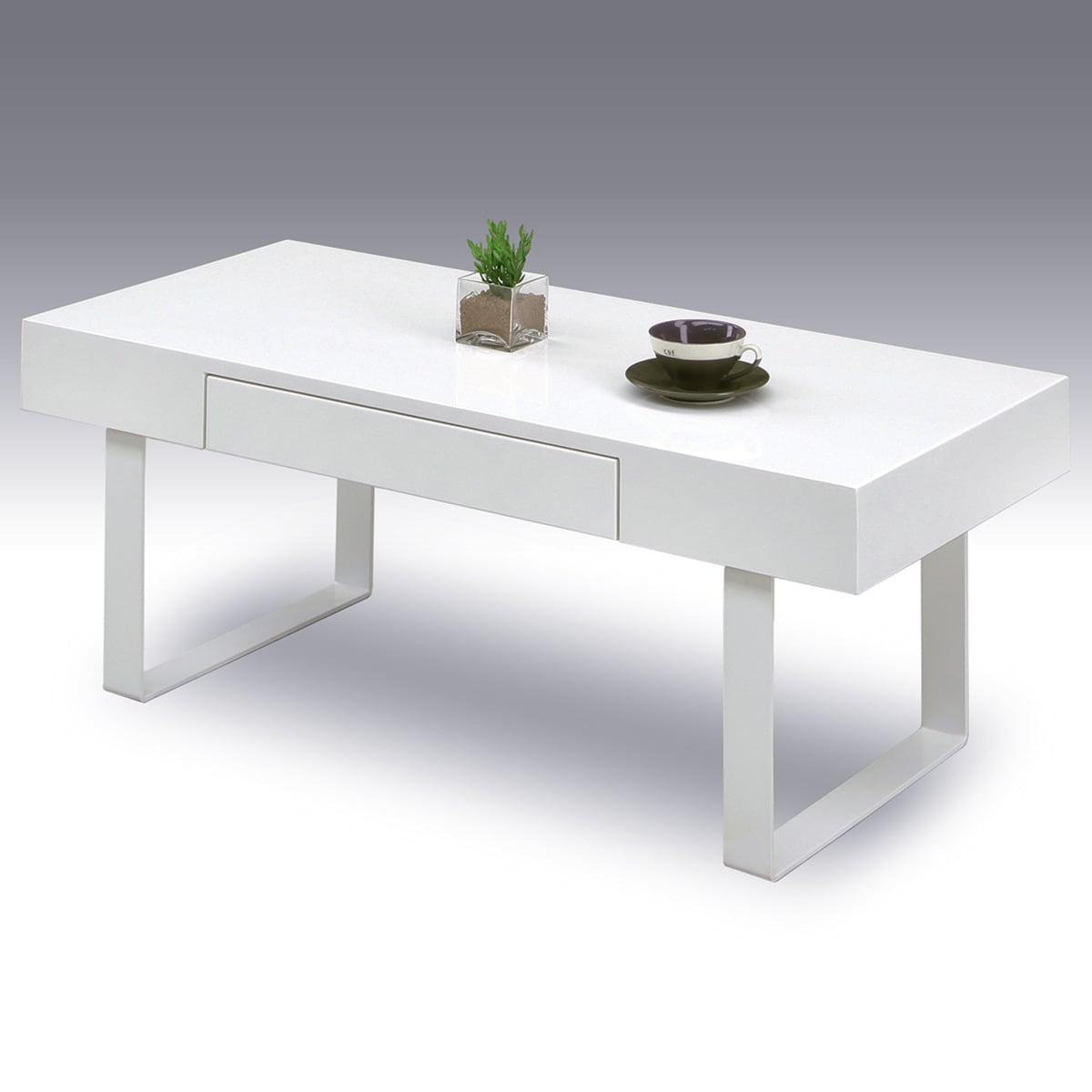 ニトリのエナメル鏡面仕様のセンターテーブル （引き出し付き） 　メーカー直送・(テーブル)