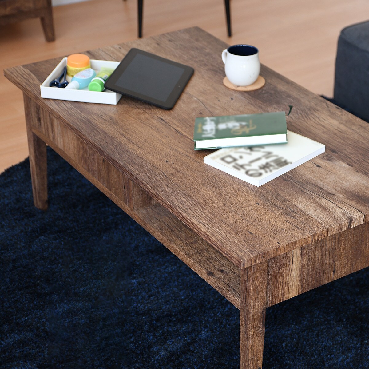 ヴィンテージ風センターテーブル (幅100cm DBR)  【配送員設置商品】