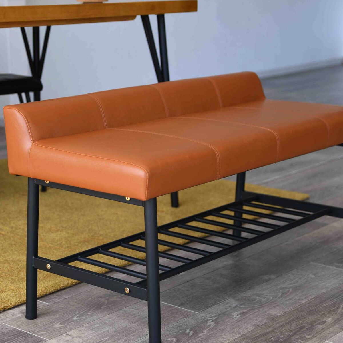 ヴィンテージ風　棚付きベンチ　　メーカー直送・