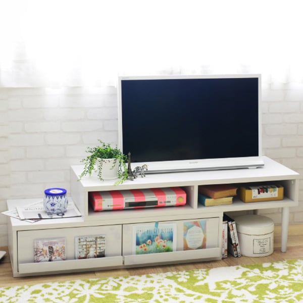 北欧風伸長式テレビ台(ローボード幅105-190cm(WH)  【・メーカー直送品】 【1年保証】