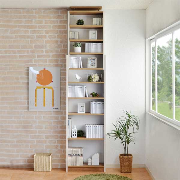 安心の壁面突っ張り式書棚 高さ184cm-最大270cmまで対応 （60cm） 　メーカー直送・
