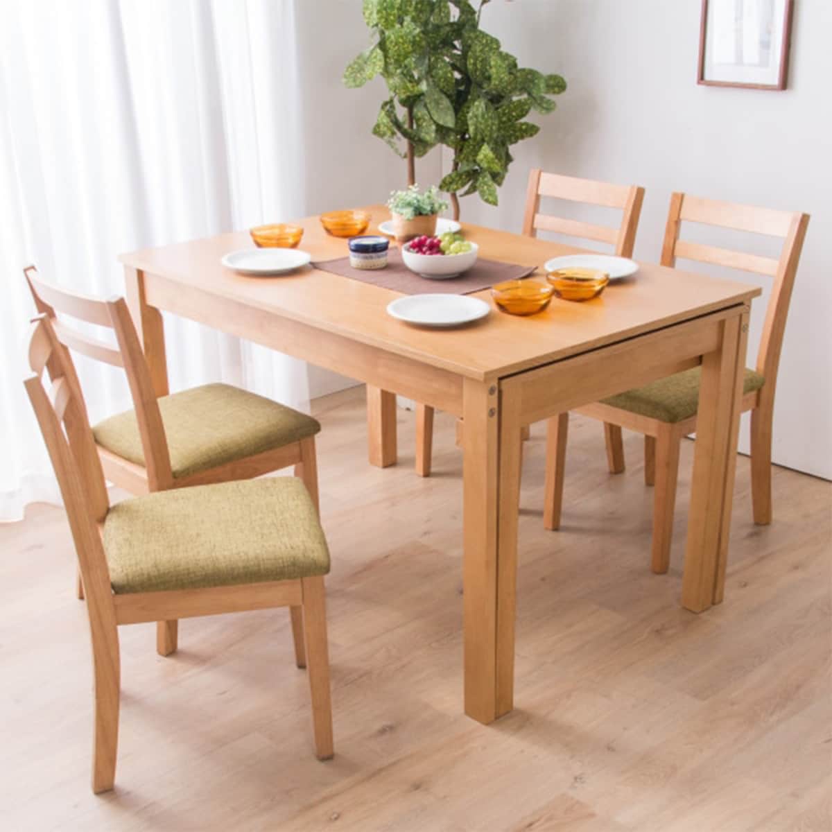 [幅210cm] 伸長式ダイニングテーブルセット(幅120-210 NA)  【配送員設置】 【1年保証】