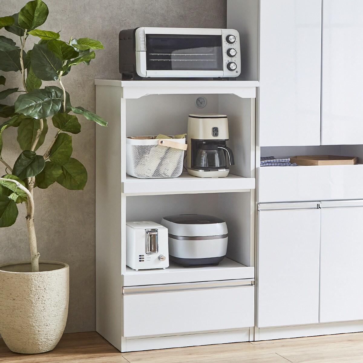 鏡面仕様レンジ台（幅60cm）　　 【配送員設置商品】