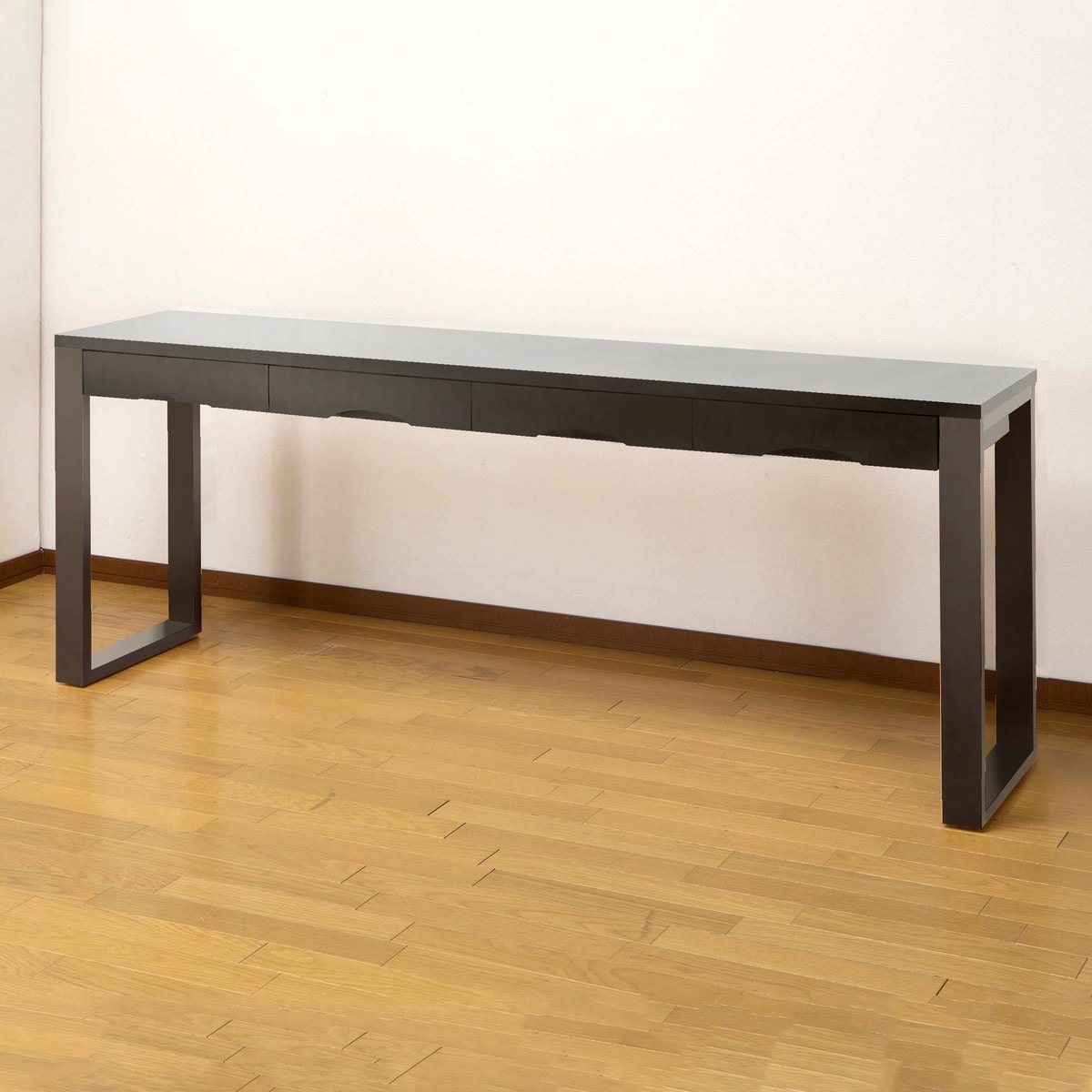 タモ突板の木目がうつくしい天然木デスク 奥行45cm （幅180cm ダークブラウン） 　メーカー直送・