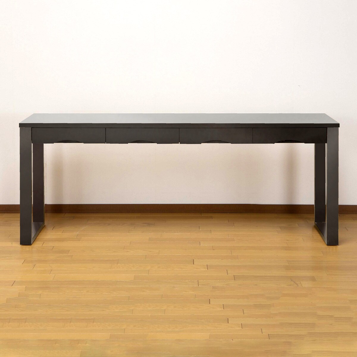 タモ突板の木目がうつくしい天然木デスク 奥行45cm （幅180cm ダークブラウン） 　メーカー直送・