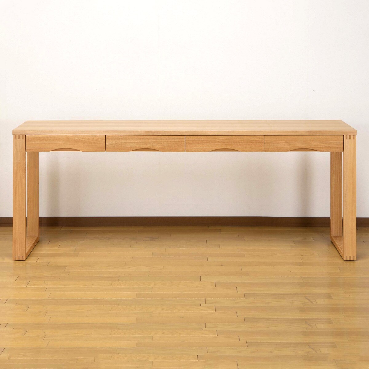 タモ突板の木目がうつくしい天然木デスク 奥行45cm （幅180cm ライトブラウン） 　メーカー直送・