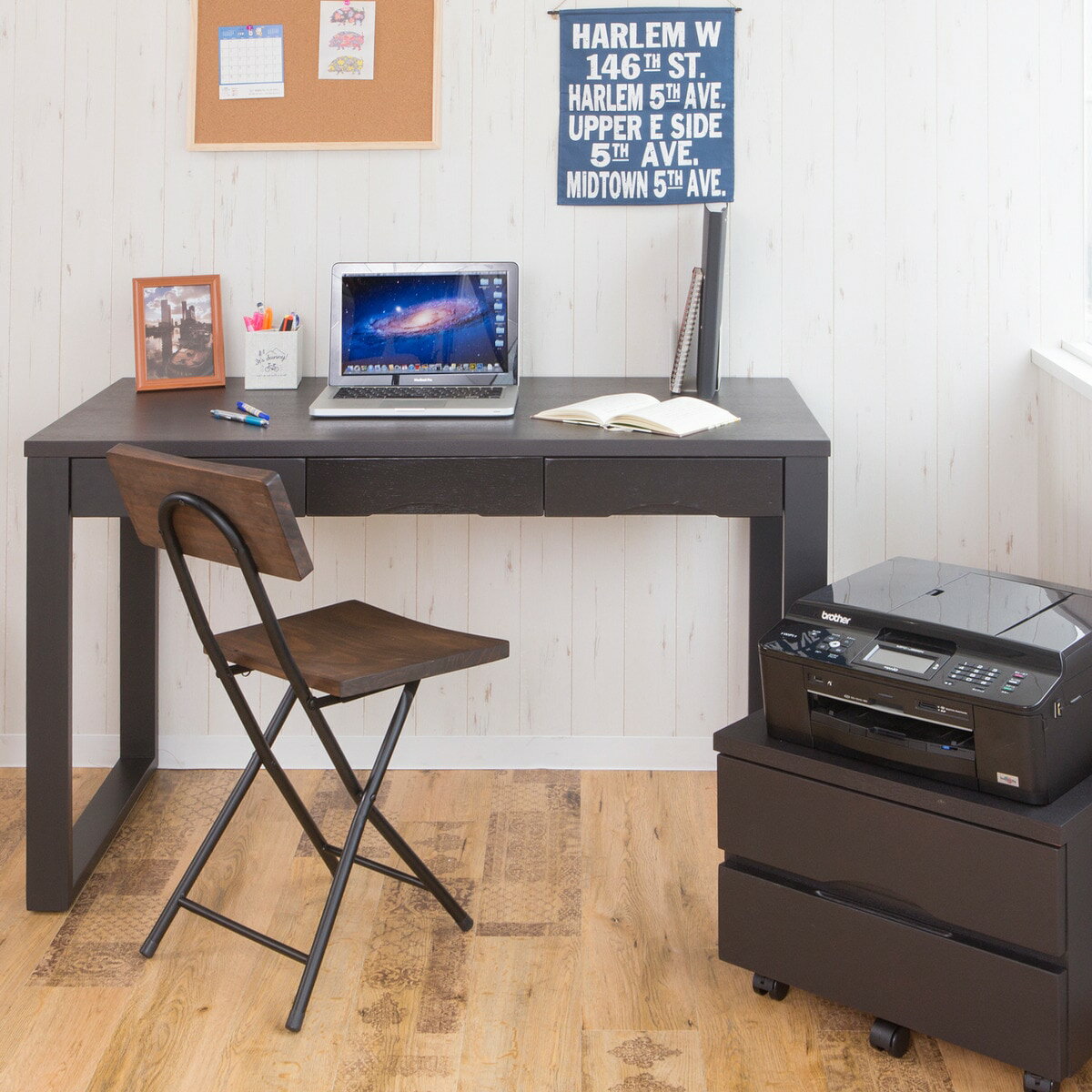 タモ突板の木目がうつくしい天然木デスク 奥行59cm （幅120cm ダークブラウン） 　メーカー直送・