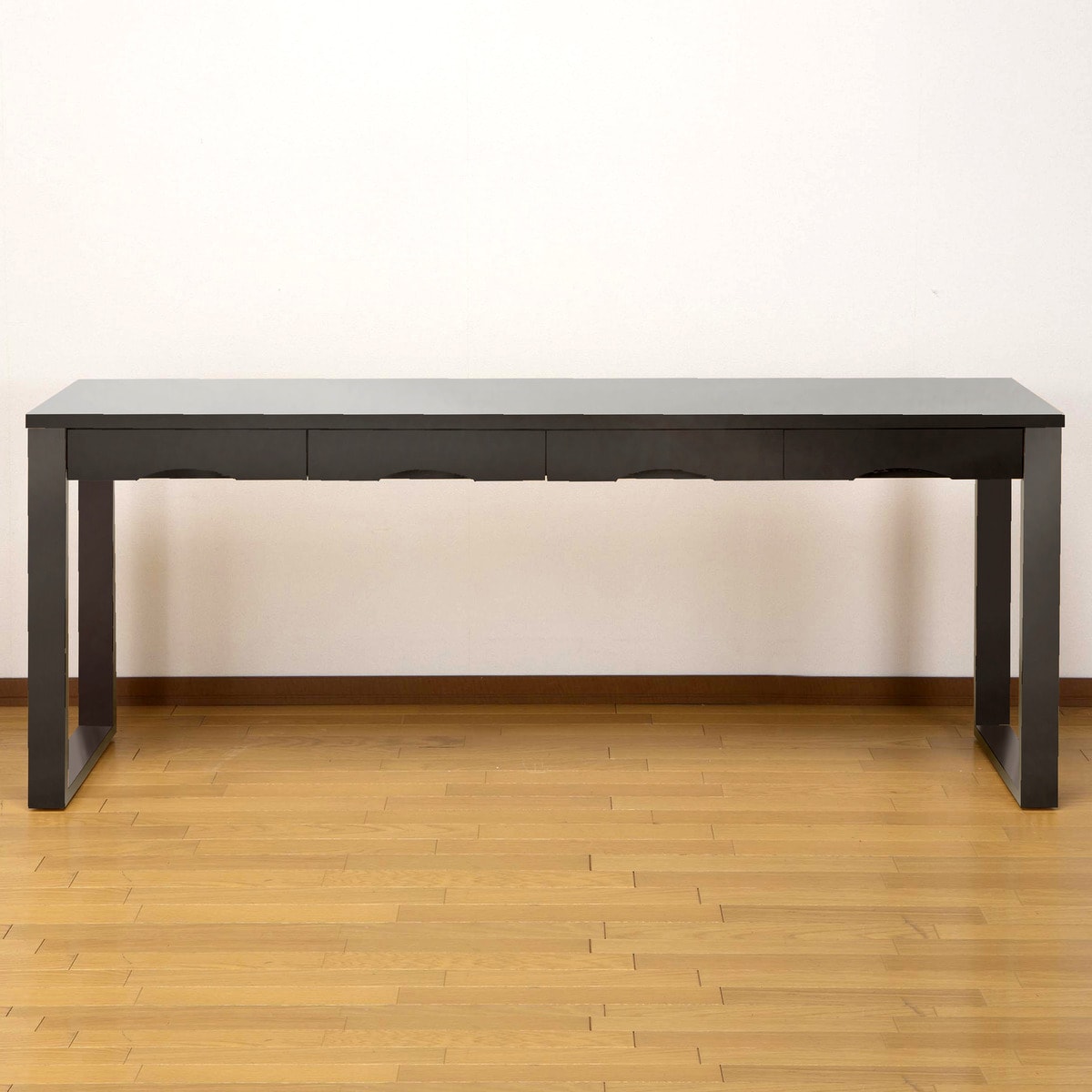 タモ突板の木目がうつくしい天然木デスク 奥行59cm （幅180cm ダークブラウン） 　メーカー直送・