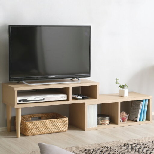 奥行き30cm伸長式テレビ台 (幅75-135cm OAK)  【・メーカー直送品】