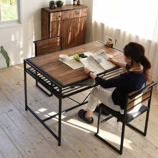 天然木パイン材天板 食卓5点セット(W120)  【・メーカー直送品】 【1年保証】