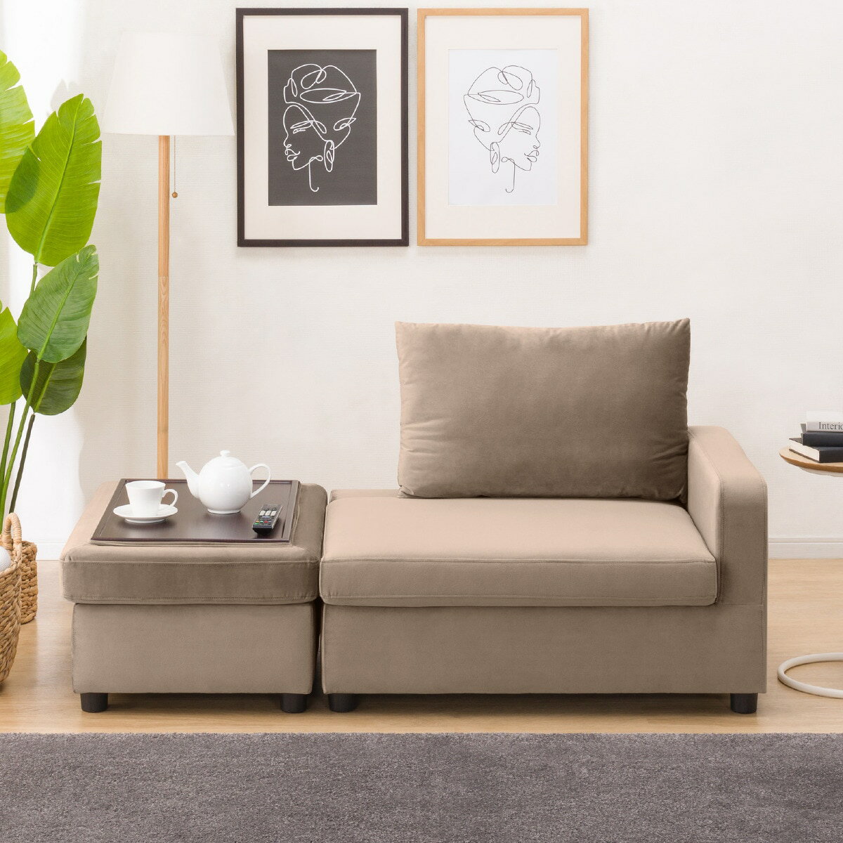 収納つきカウチソファ (GC2328 BR)  【配送員設置商品】 【5年保証】