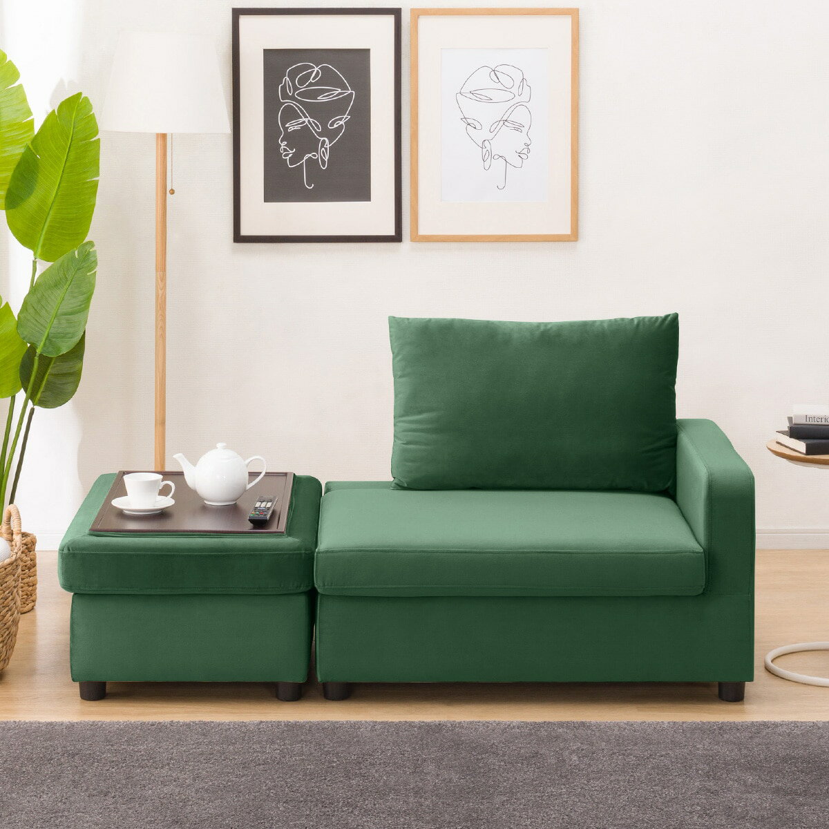 収納つきカウチソファ (GC2328 GR)  【配送員設置商品】 【5年保証】