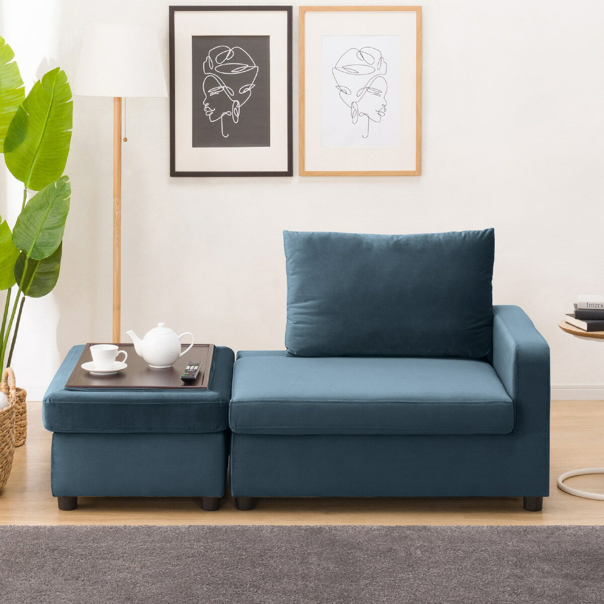 収納つきカウチソファ (GC2328 BL)  【配送員設置商品】 【5年保証】