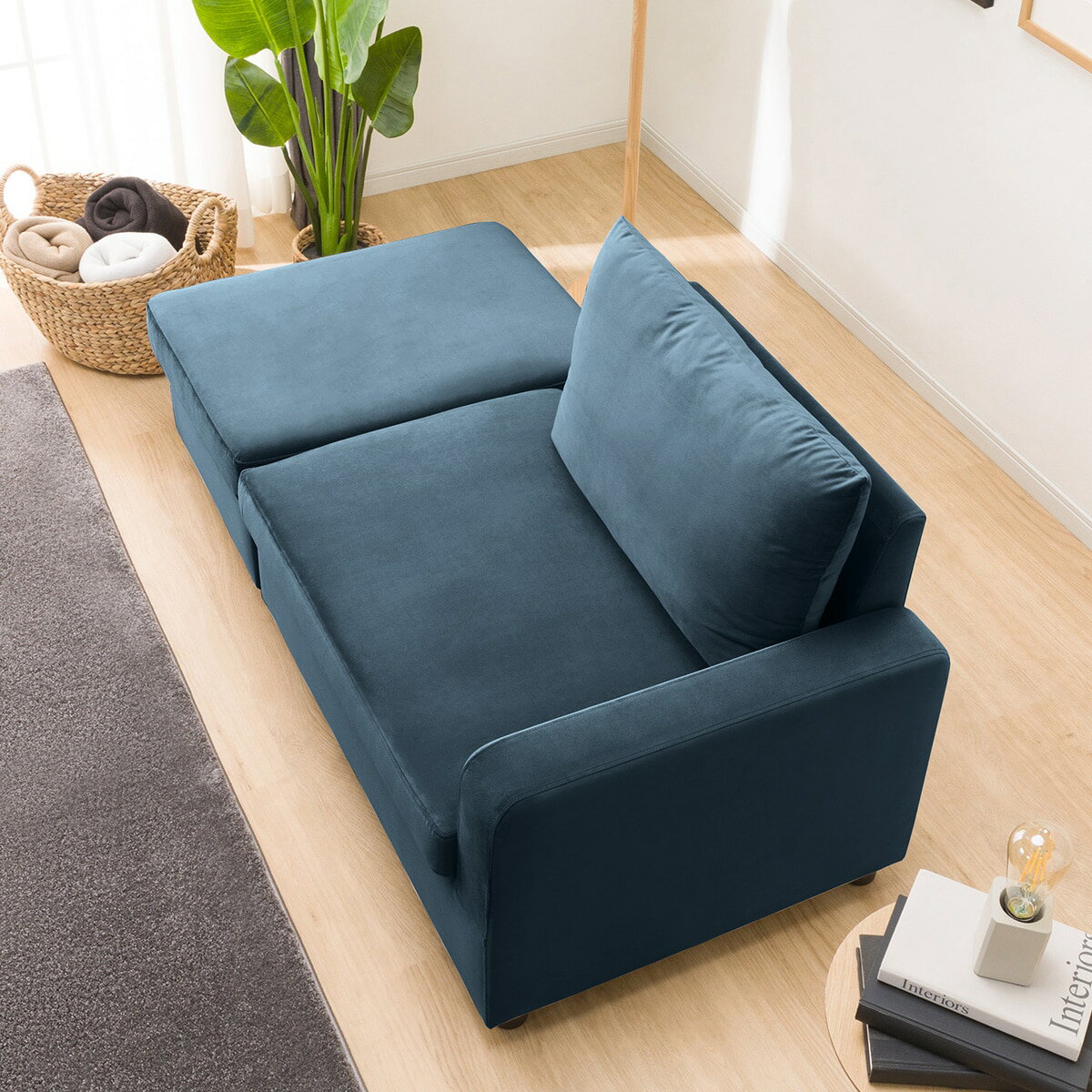 収納つきカウチソファ (GC2328 BL)  【配送員設置商品】 【5年保証】