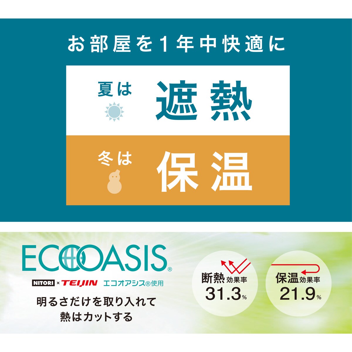 遮熱・保温・防炎・156サイズレースカーテン エコオアシス（WH） ホワイト 　メーカー直送・