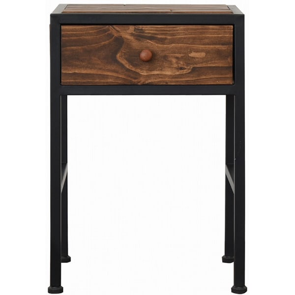 植物性オイル塗装で仕上げた天然木とスチールのコンビネーション(サイドテーブル)  【・メーカー直送品】 【1年保証】