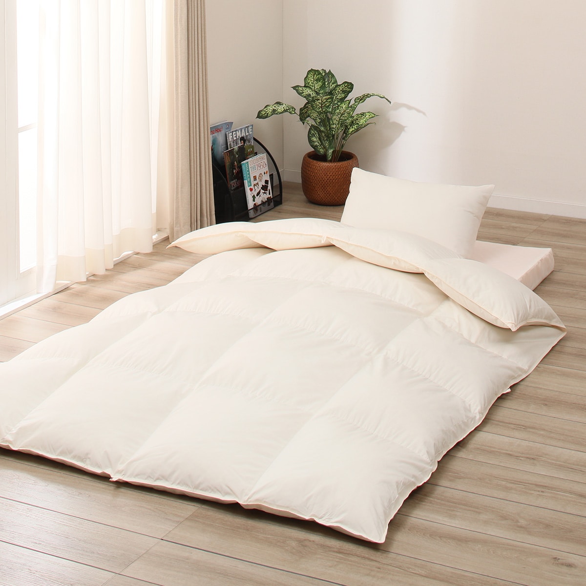 羽毛布団ダウン85％＋3つ折りプロファイルマットレス＋枕3点セット （シングル） 　メーカー直送・