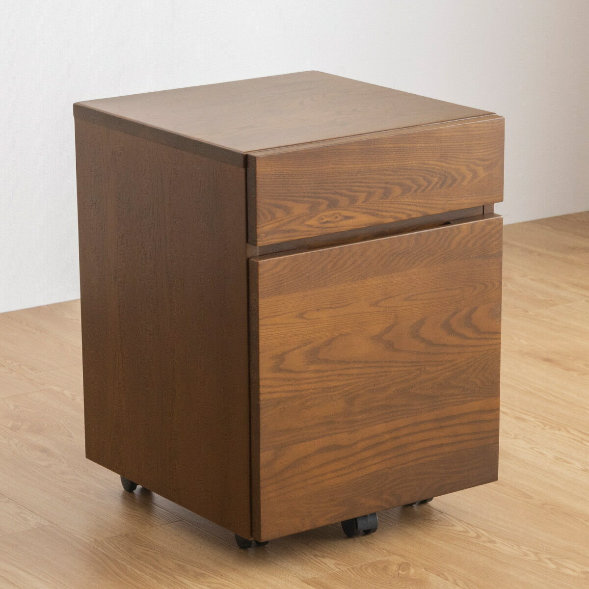 タモ材を使用したデスクワゴン （LB）ナチュラル・ブラウン　 メーカー直送・