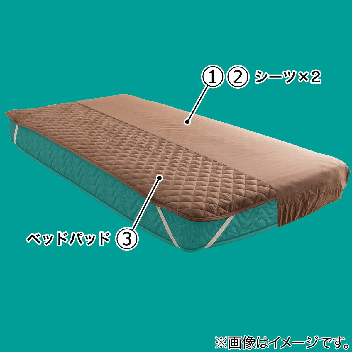 洗えるベッド用品3点セット シングル （Sブラウン） 　メーカー直送・