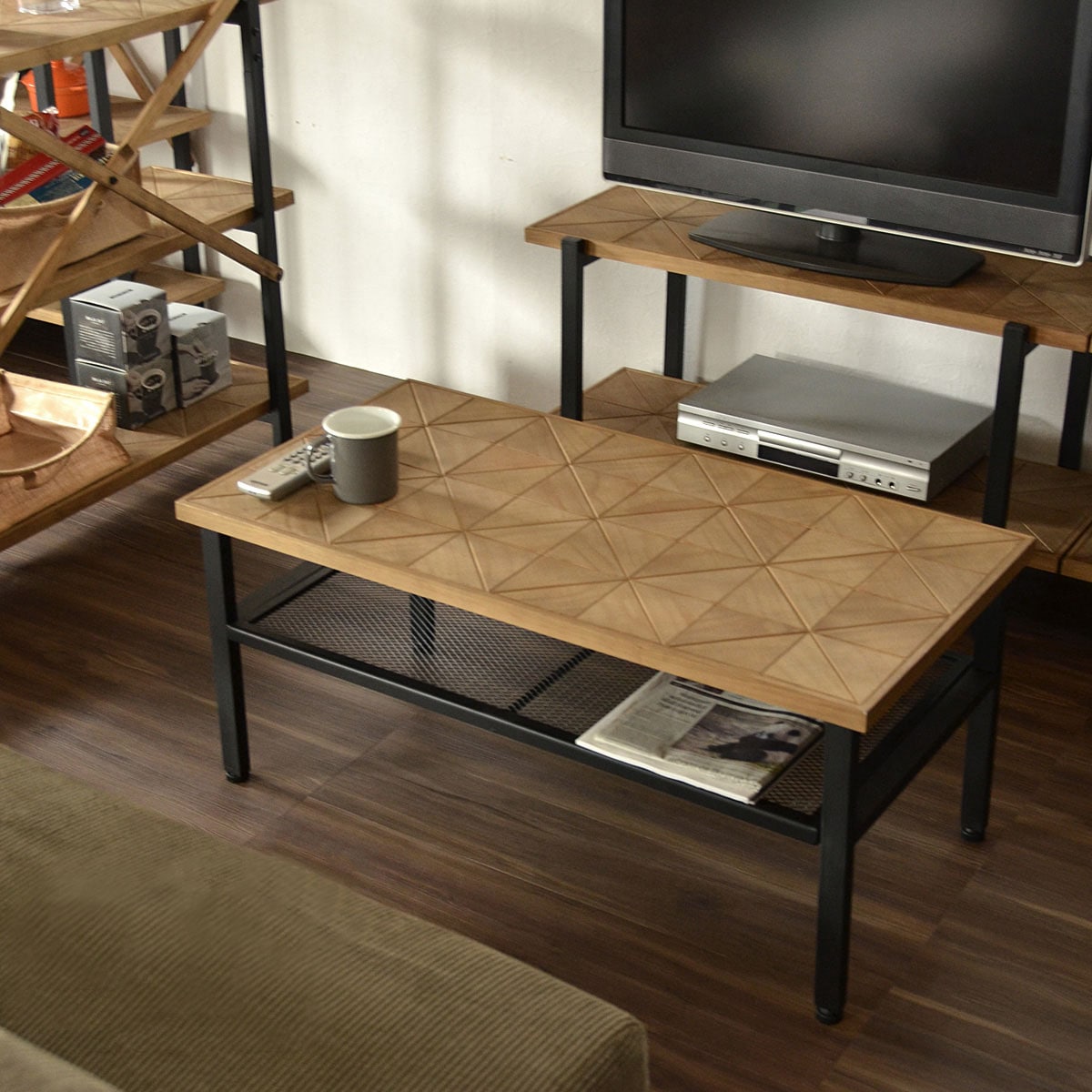 古木風天然木パイン センターテーブル ニトリ メーカー直送・送料無料