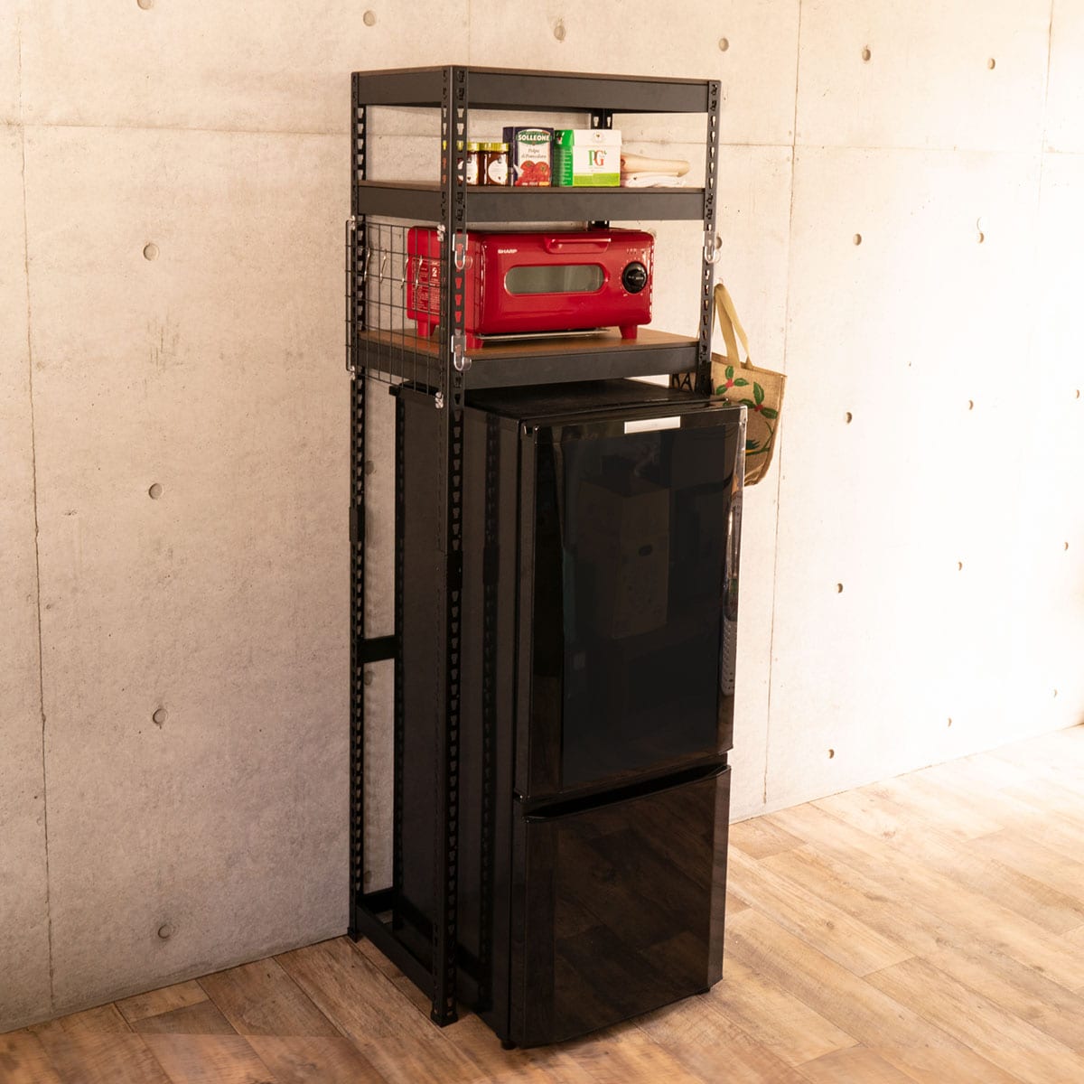 冷蔵庫上・ゴミ箱上の高耐荷重ラック （幅62cm ブラック） ニトリ　メーカー直送・送料無料