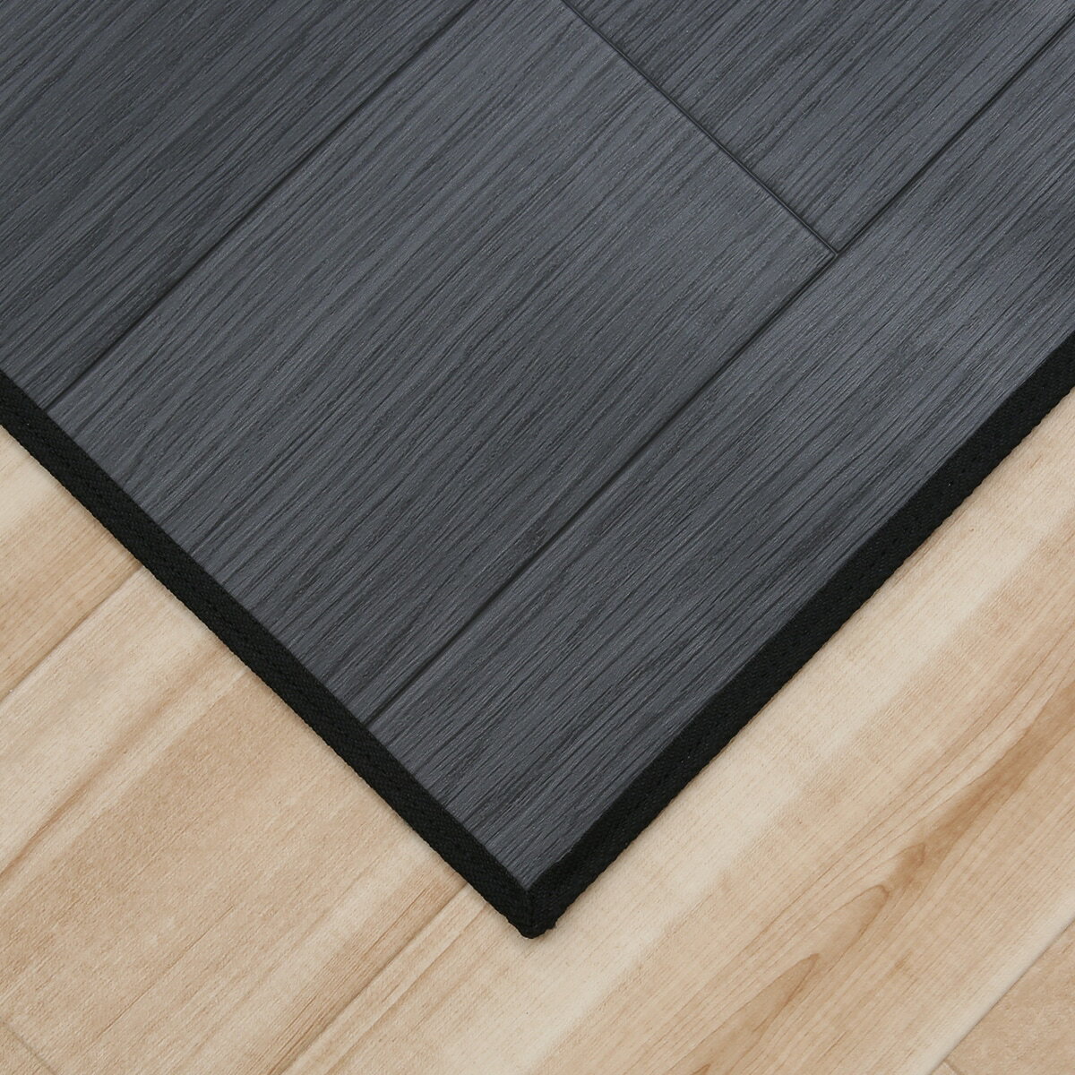 撥水・抗菌・防カビ・床暖対応ラグ　ジョイントタイプ E-1016 江戸間4.5畳 〜12畳 （ブラック） 　メーカー直送・