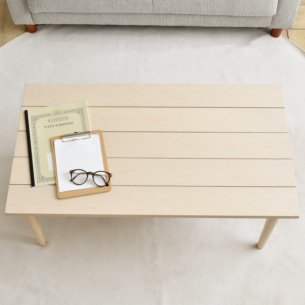 コンパクトな北欧風ローテーブル　90×50cm(アイボリー)  【・メーカー直送品】 【1年保証】