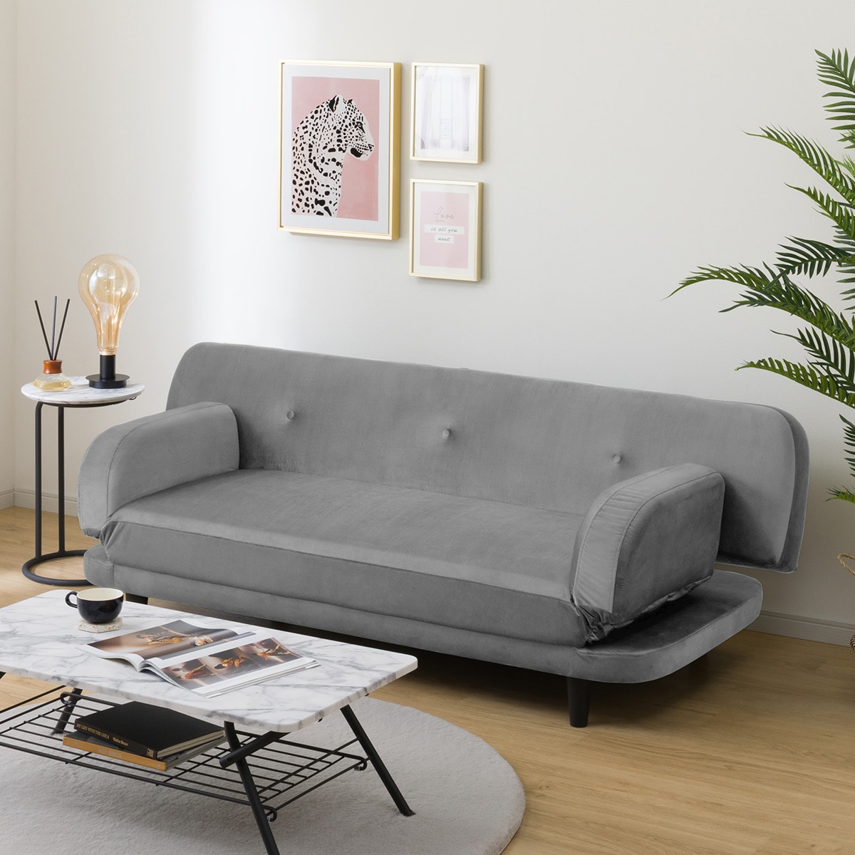 肘・背もたれ可動タイプ　ソファベッド (GC2327　GY)  【配送員設置商品】 【5年保証】