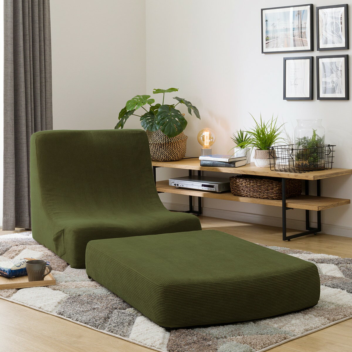 積み重ねできるリラックスソファ　コーデュロイ （YGR） 　メーカー直送・