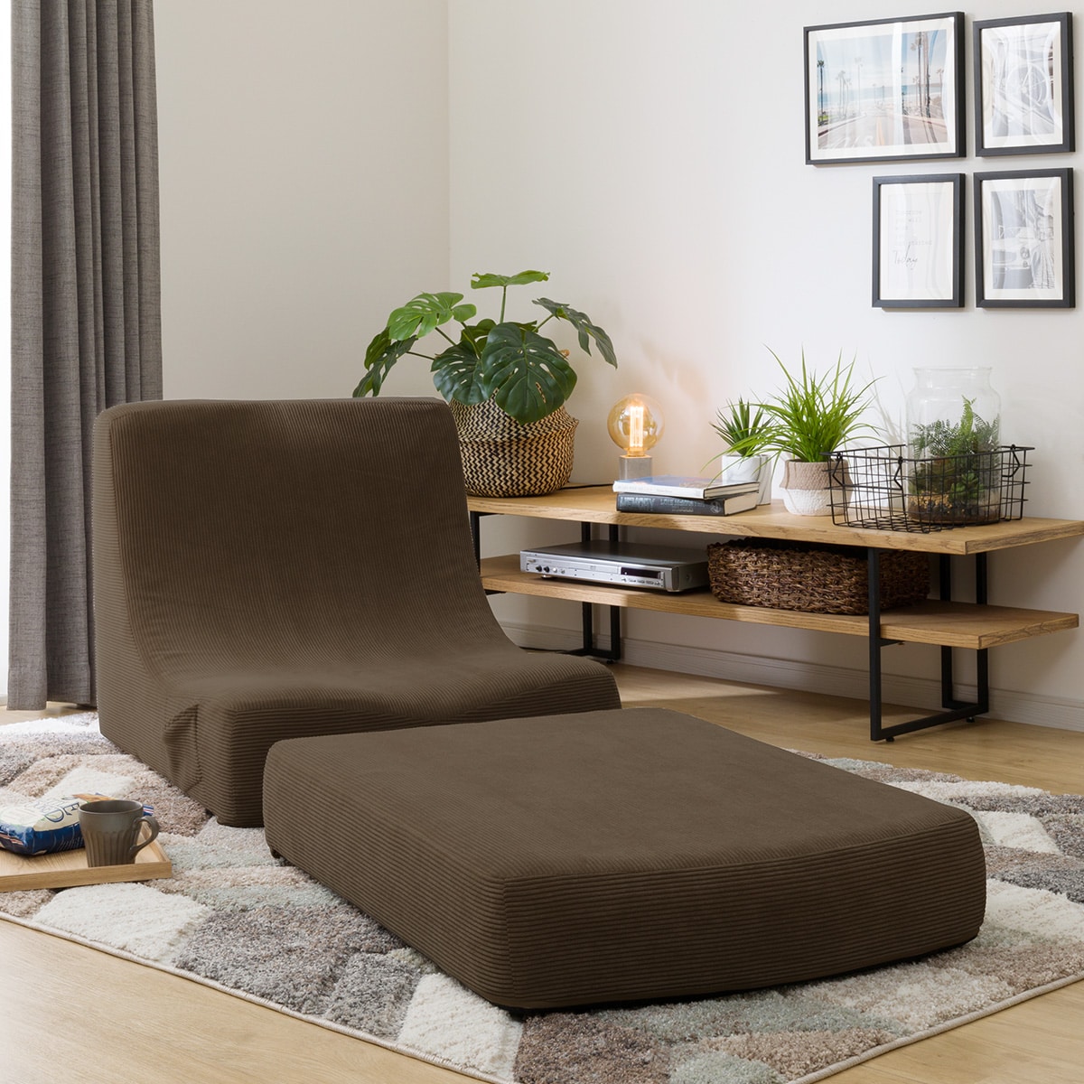 積み重ねできるリラックスソファ　コーデュロイ （DGY） 　メーカー直送・