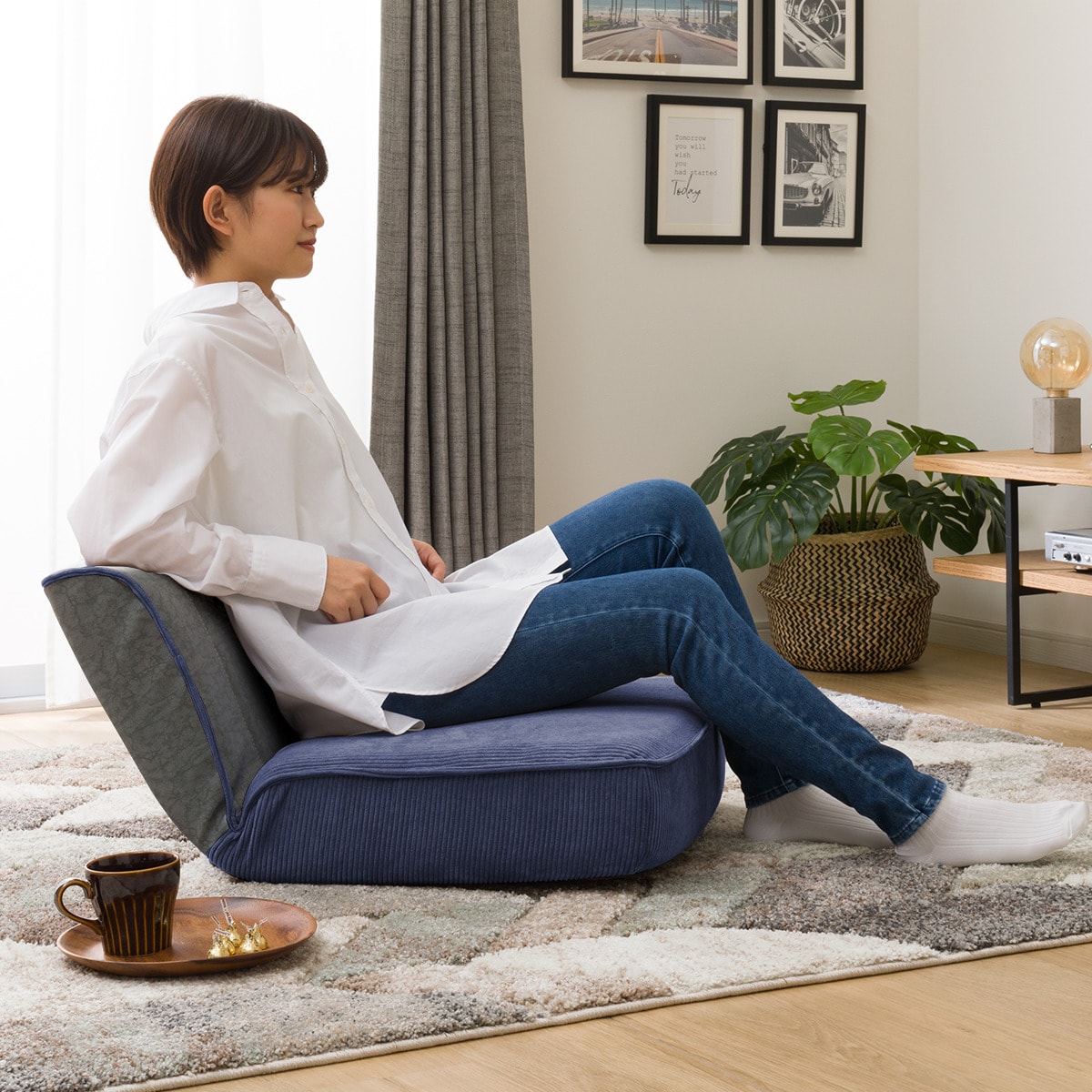 一人掛けヴィンテージローソファ （NV-GY） 　メーカー直送・