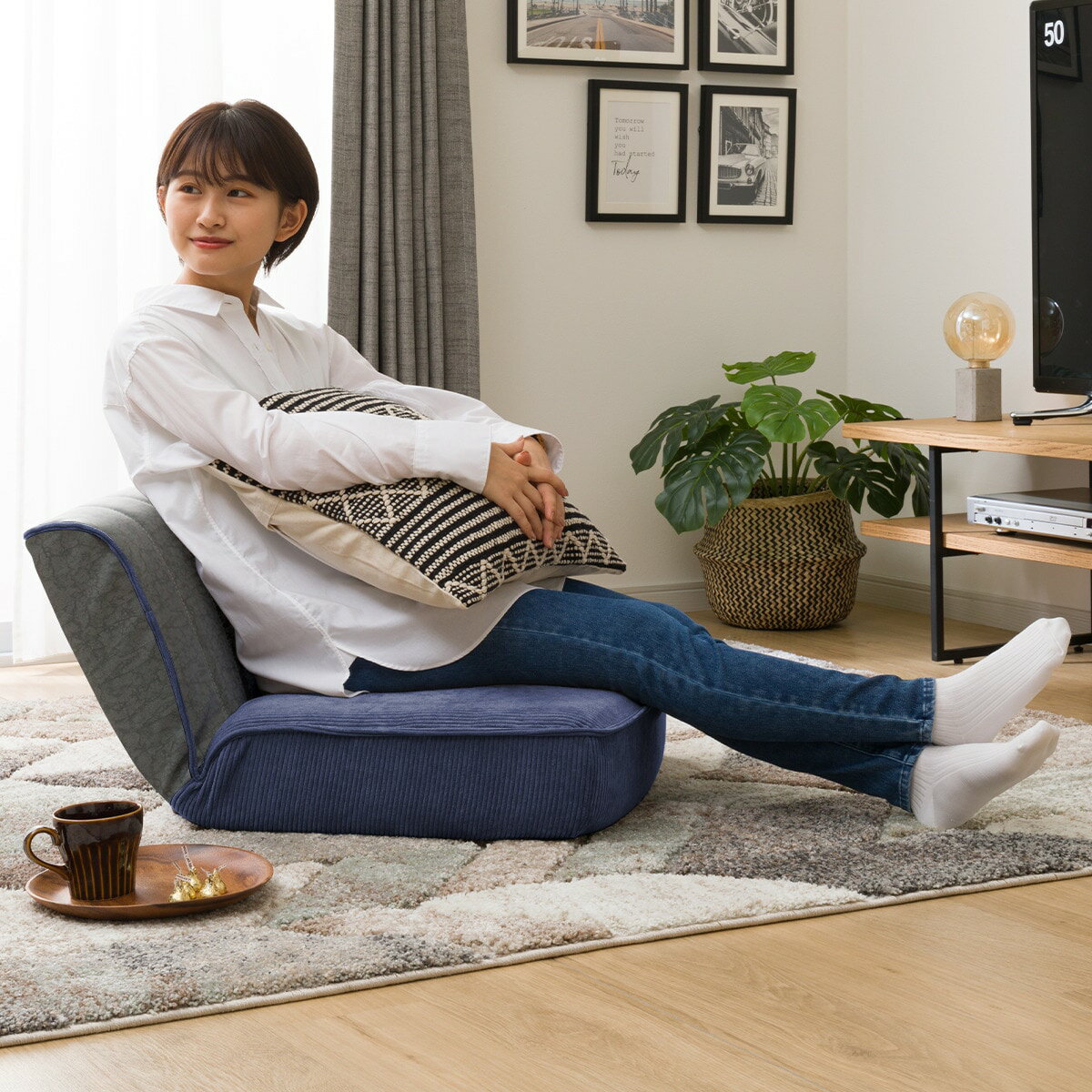 一人掛けヴィンテージローソファ （NV-GY） 　メーカー直送・