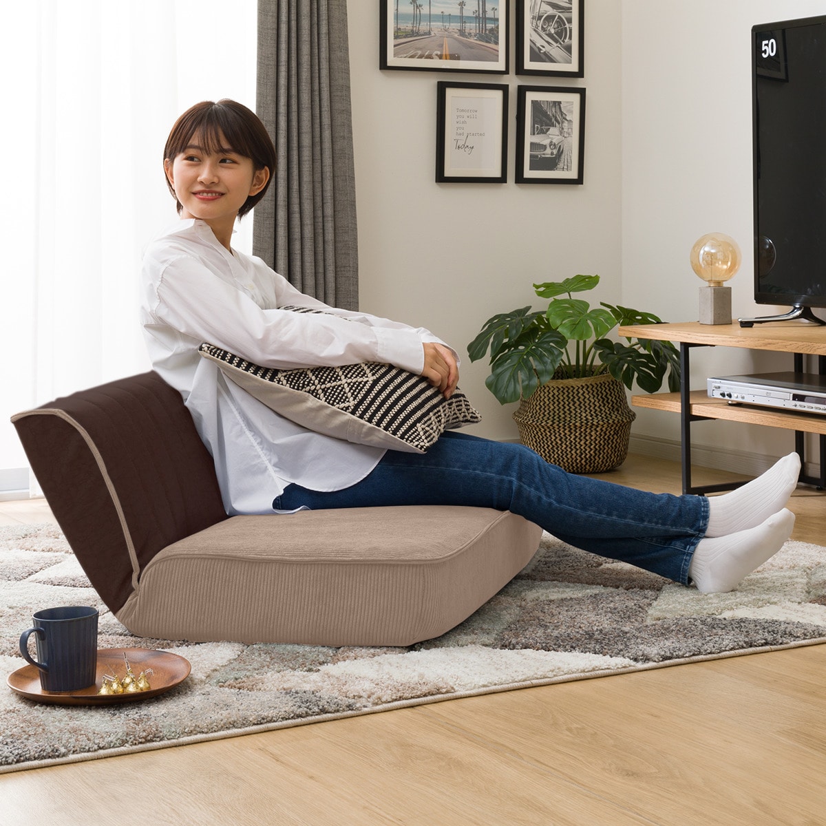 二人掛けヴィンテージローソファ （BE-BR） 　メーカー直送・