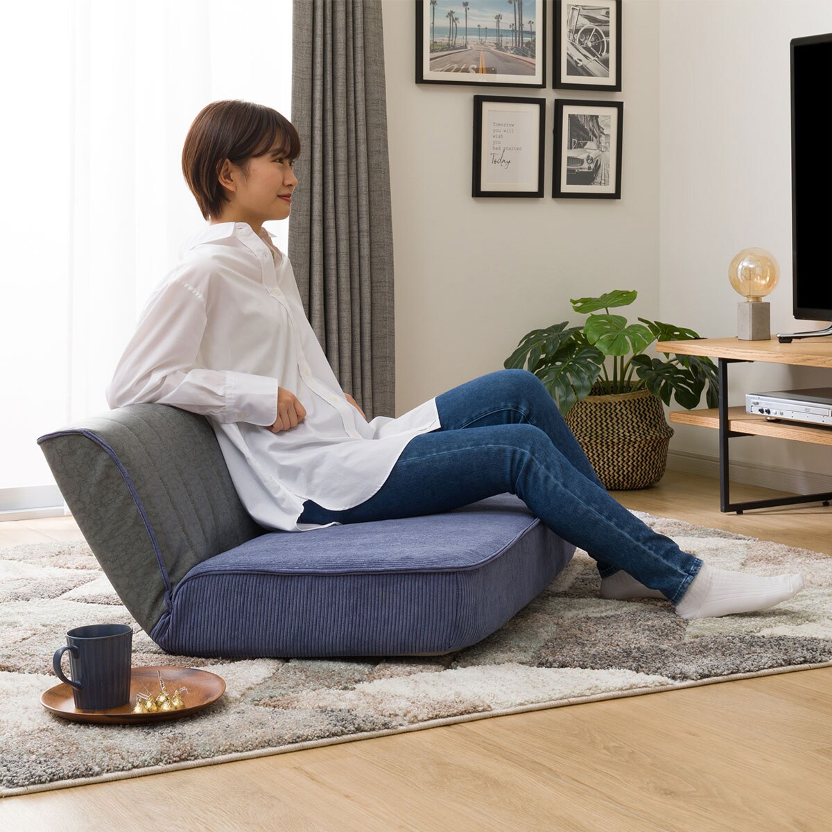 二人掛けヴィンテージローソファ （NV-GY） 　メーカー直送・