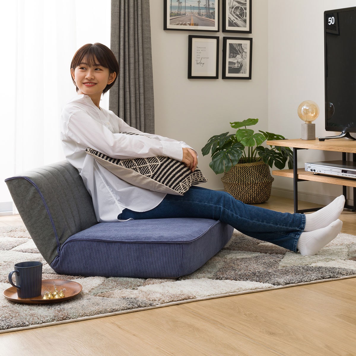 二人掛けヴィンテージローソファ （NV-GY） 　メーカー直送・