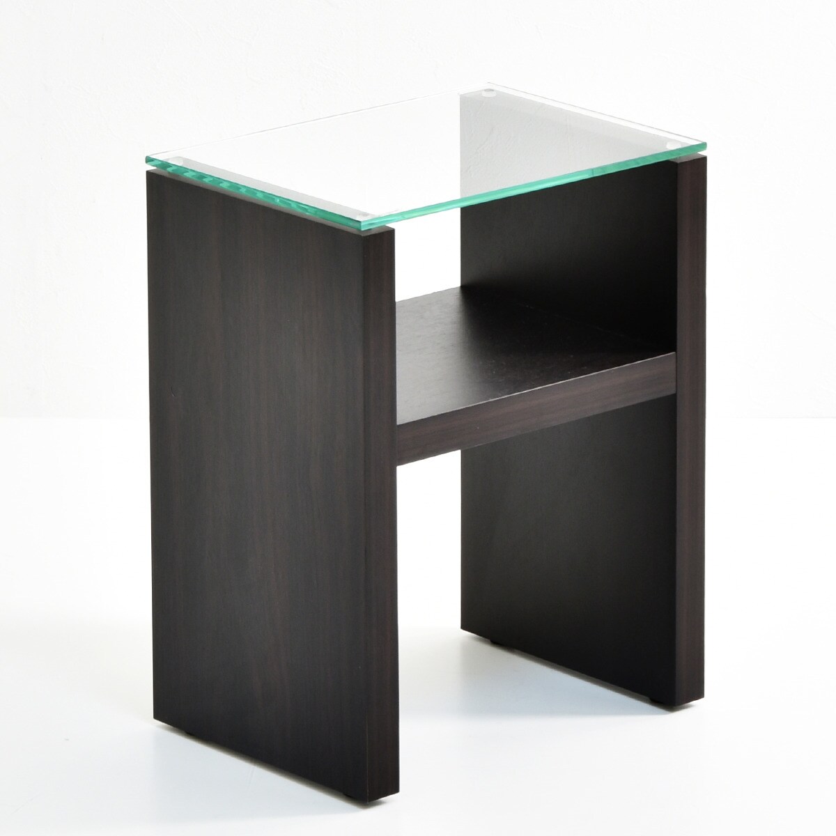 ガラス天板ナイトテーブル （DBR） 　メーカー直送・
