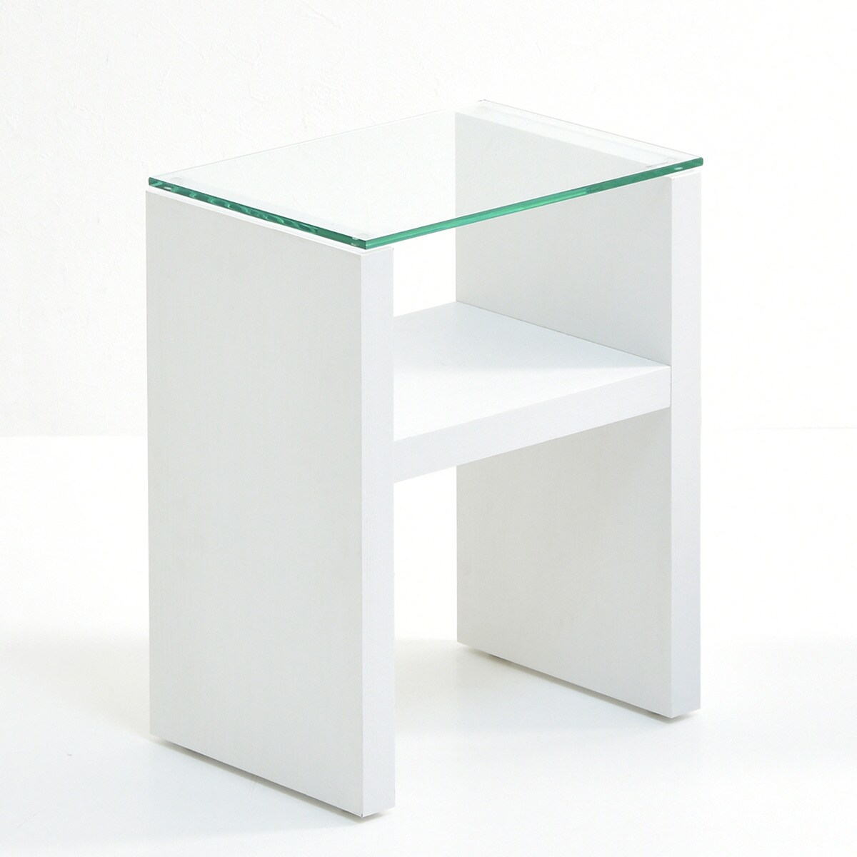 ガラス天板ナイトテーブル （WH） 　メーカー直送・