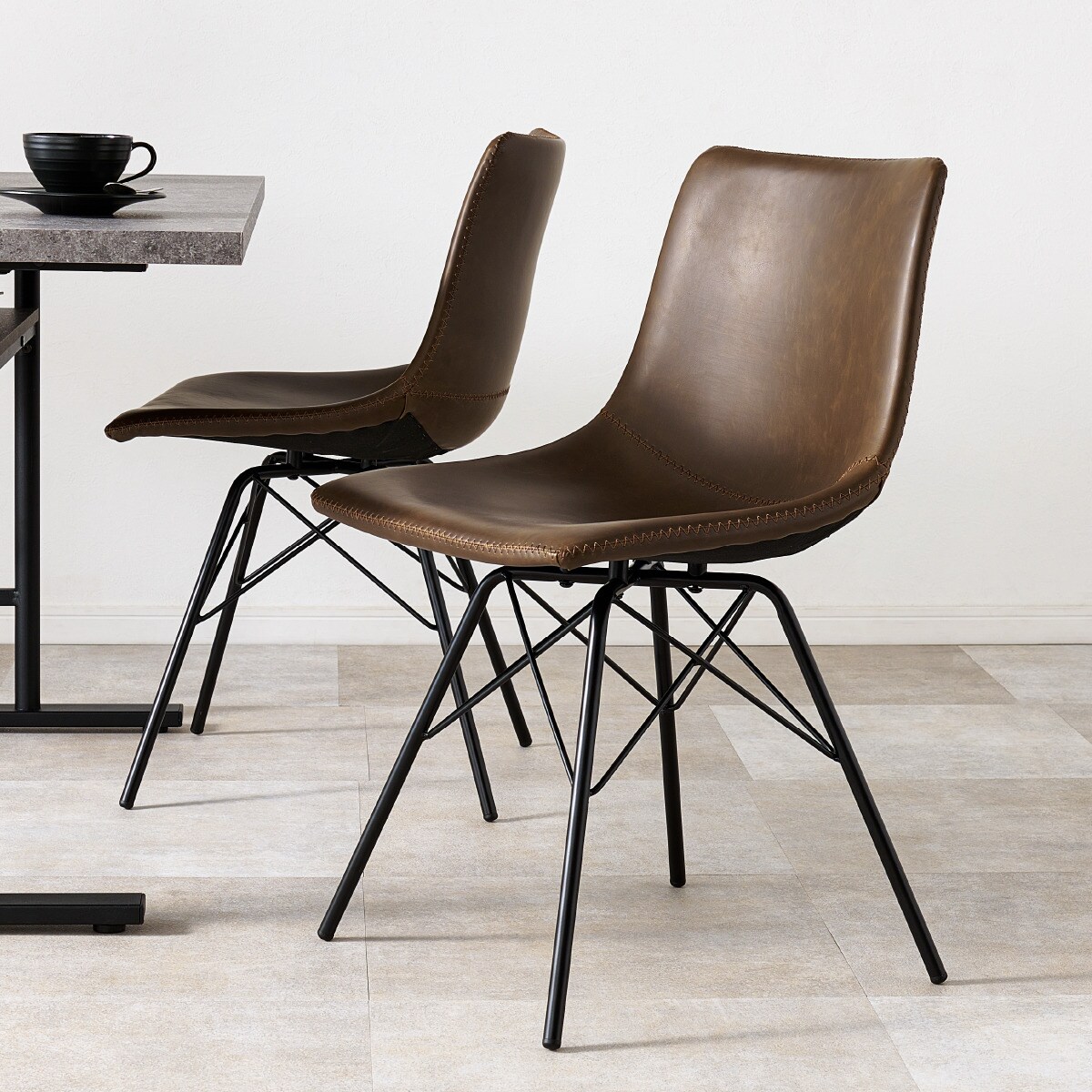 ビンテージ風ダイニングチェア　2脚セット（DBR） 　メーカー直送・