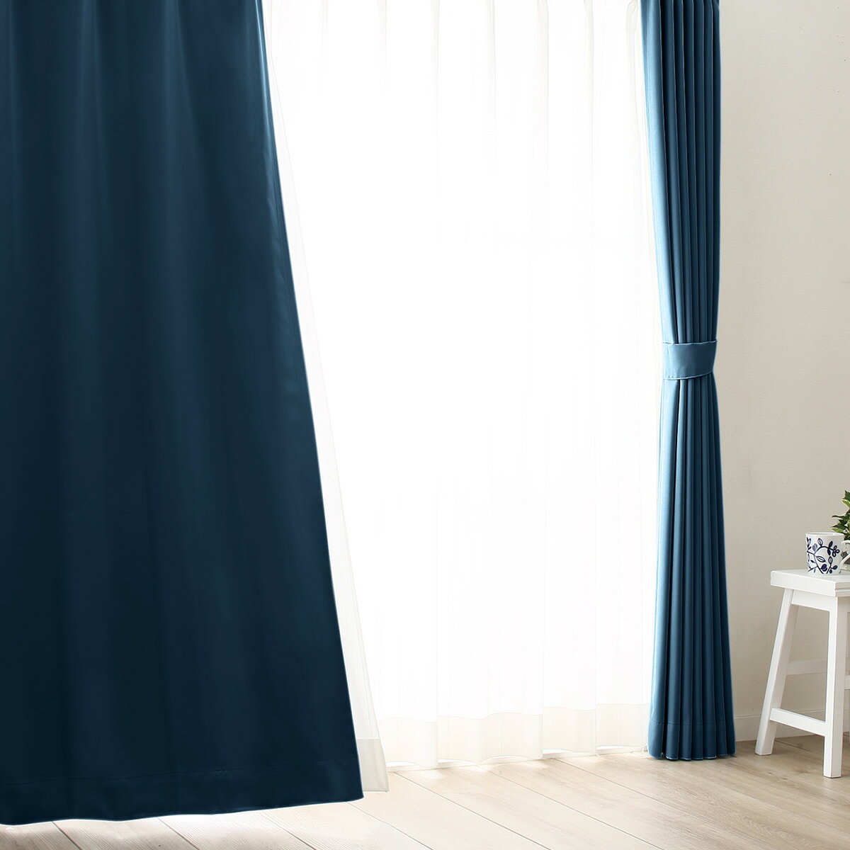 遮光1級・遮熱・防炎・156サイズ・44色カーテン ネイビー（NV-3） 日本製 　メーカー直送・
