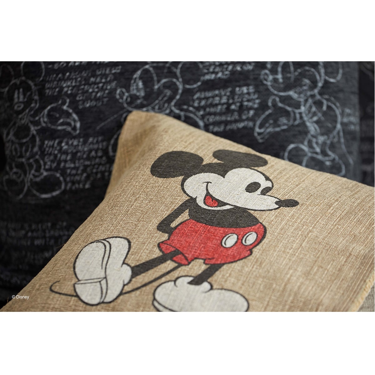 ミッキーマウスクッションカバー （ダークグレー 45×45cm） 　メーカー直送・