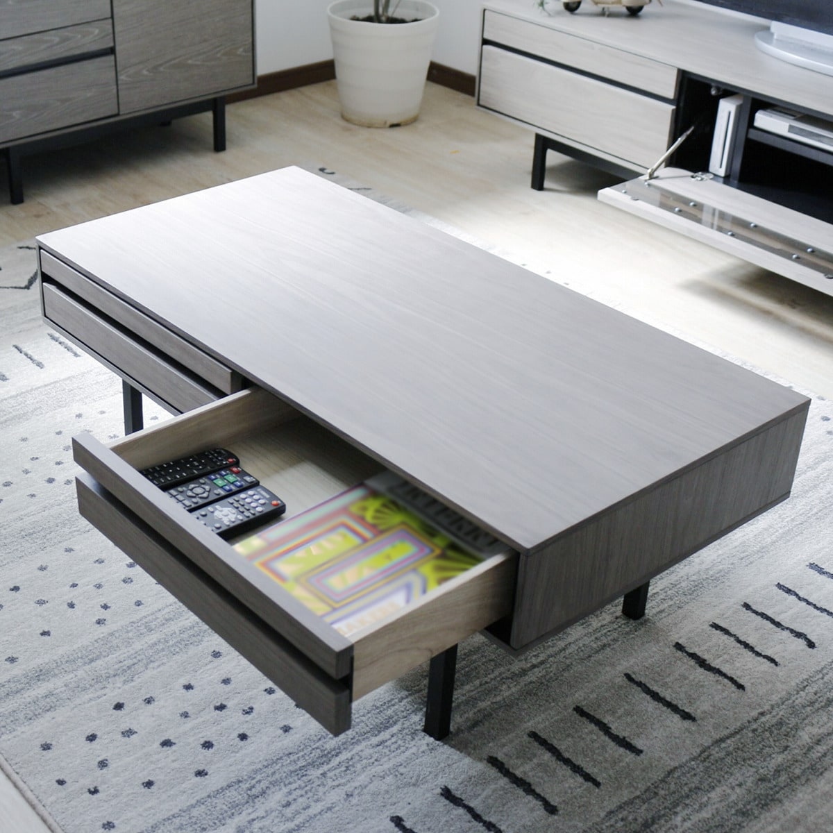 シンプルセンターテーブル100 (GY)  【配送員設置商品】 【5年保証】