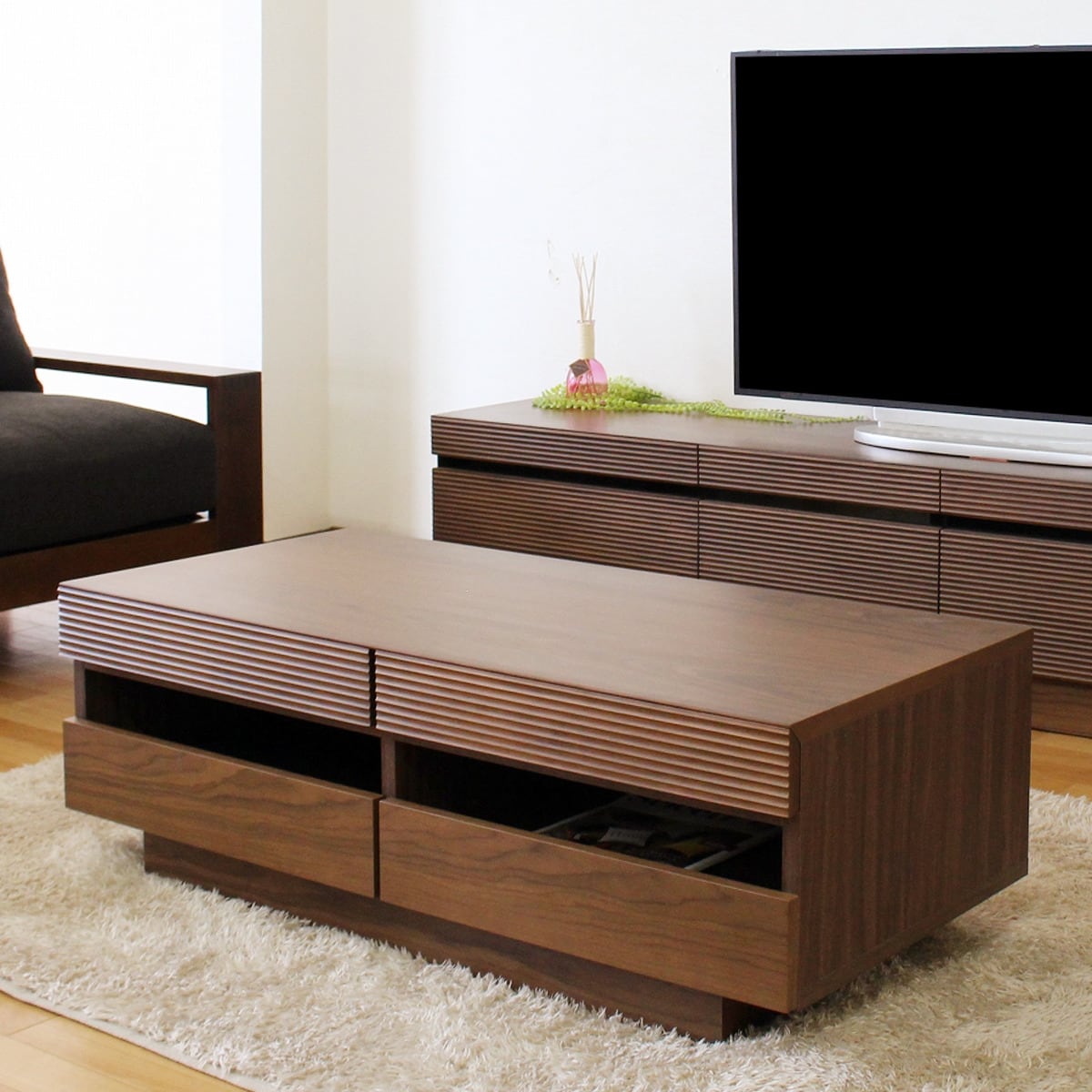 天然木センターテーブル105 (WAL)  【配送員設置商品】 【5年保証】