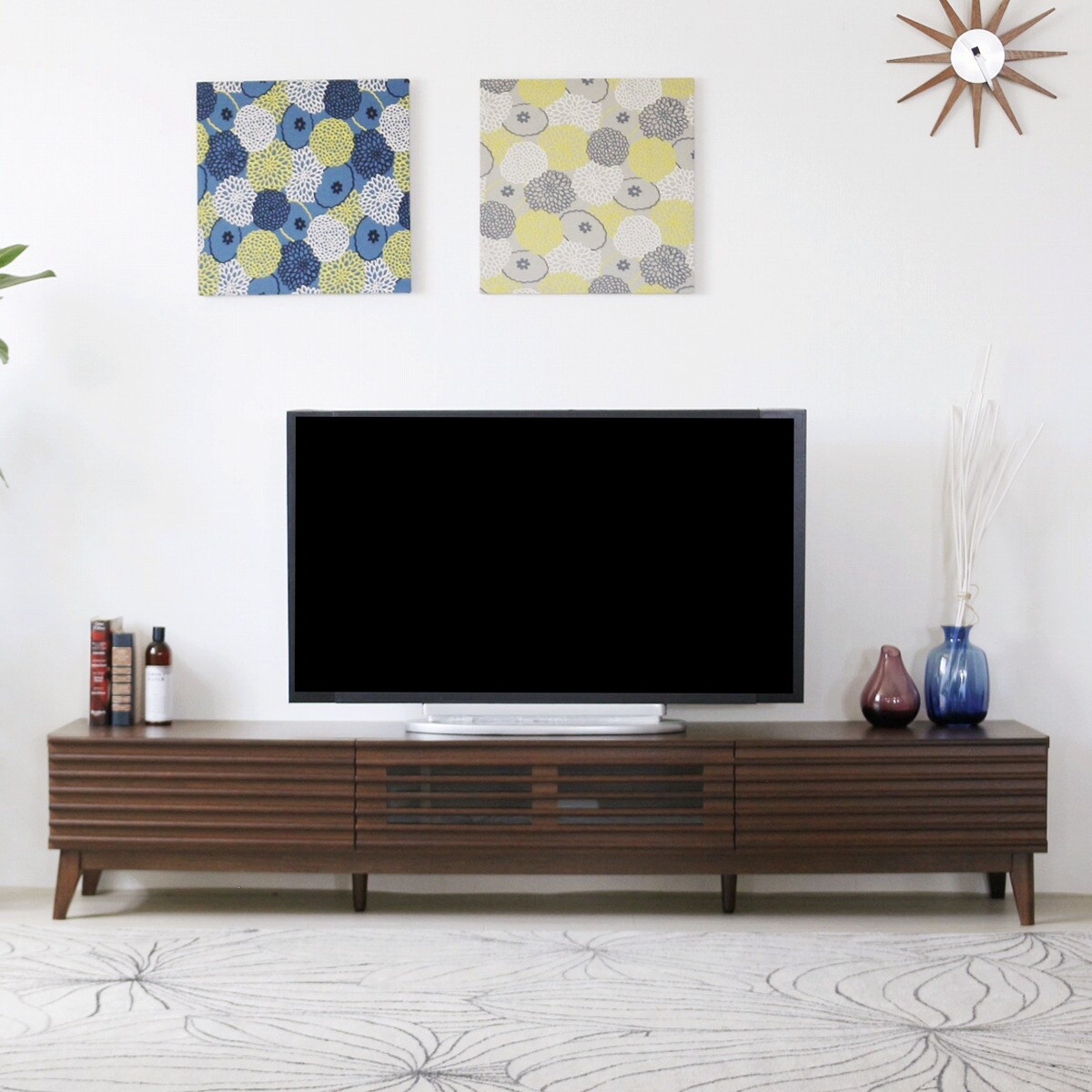 天然木の飾りが魅力のテレビボード200 (WAL)  【配送員設置商品】 【5年保証】