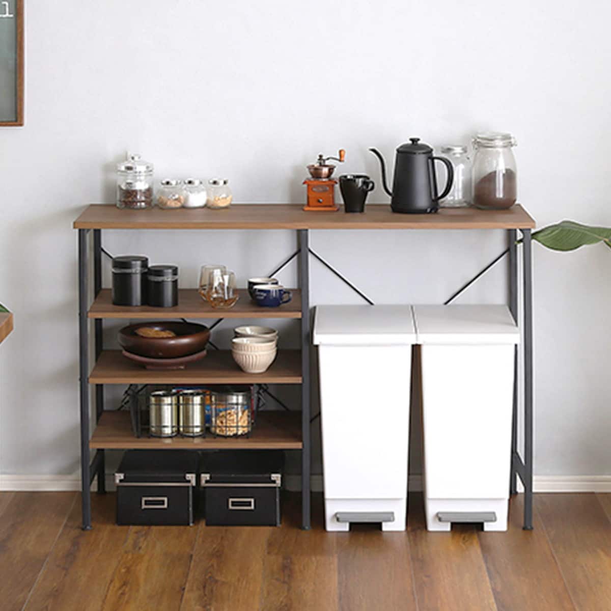 ヴィンテージごみ箱上キッチンカウンター （幅120cm）  【メーカー直送・】