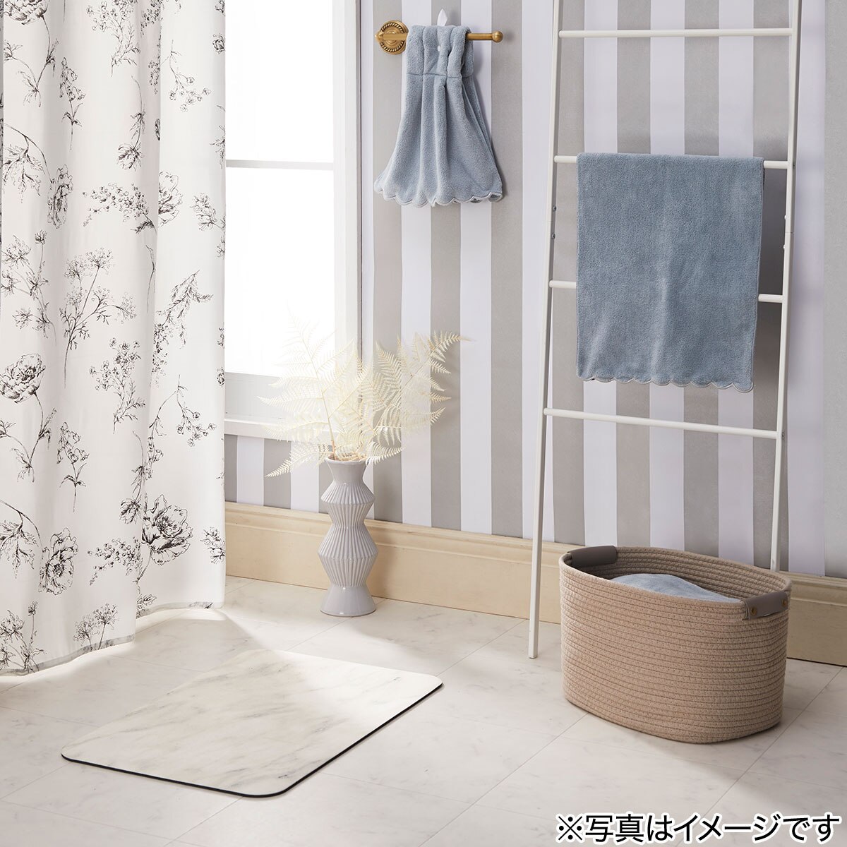 珪藻土入りやわらかバスマット (38x59マーブル)   デコホーム