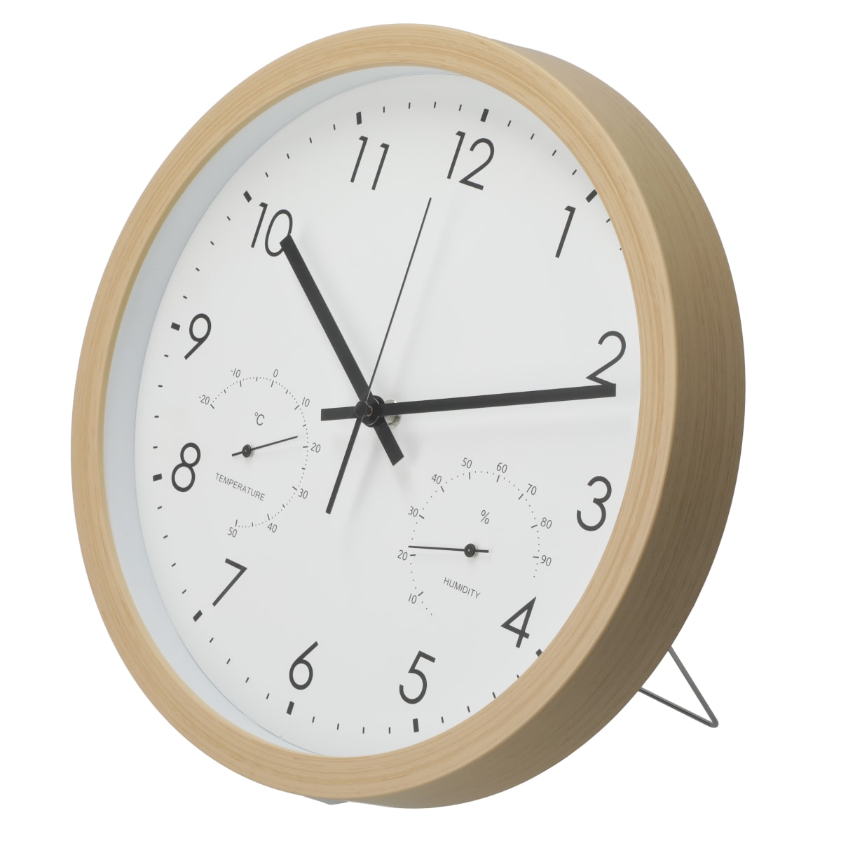 静音秒針 温湿度計付き 掛け置き兼用時計(30QT NA FR887)   デコホーム