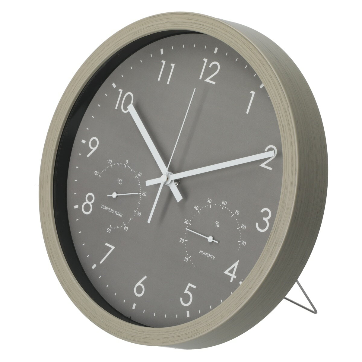 静音秒針 温湿度計付き 掛け置き兼用時計 (30QT GY FR887)   デコホーム