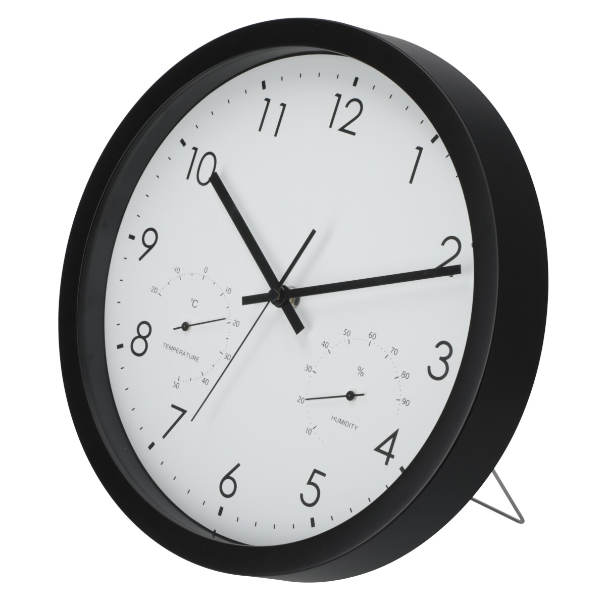静音秒針 温湿度計付き 掛け置き兼用時計 (30QT BK FR887)   デコホーム