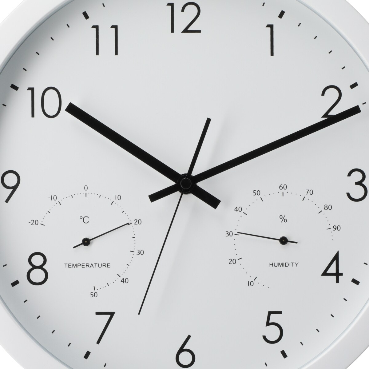 静音秒針 温湿度計付き 掛け置き兼用時計 (30QT WH FR887)   デコホーム